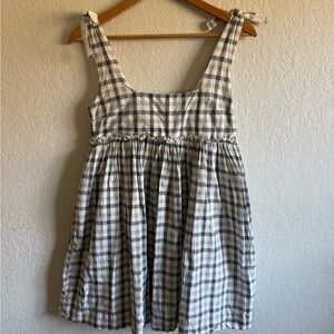 Urban Outfitters Checked Dress in taupe/grey and White